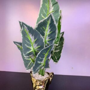Decorative Artificial Plant in Gold Face Vase