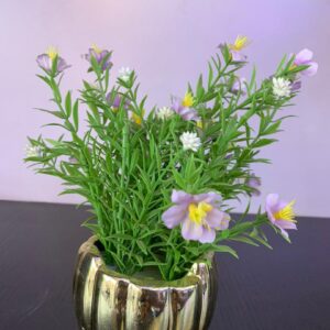 Artificial Flower Arrangement in Gold Vase