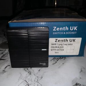 Zenth UK 2 Gang 2 Way Switch BLACK