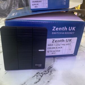 Zenith UK 3 Gang 2 Way Switch BLACK