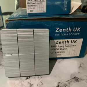 Zenith UK 3 Gang 2 Way Switch SILVER