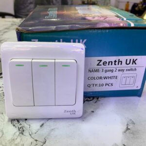 Zenith UK 3 Gang 2 Way Switch WHITE