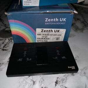Zenith UK 13A Double Multi Switch Socket black