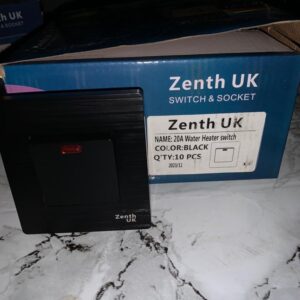 Zenith UK 20A Water Heater Switch Black
