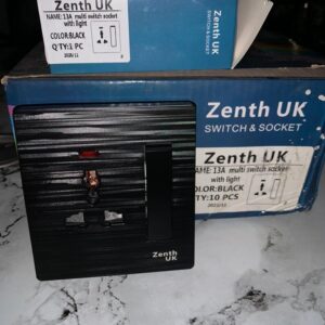 Zenith UK 13A Multi Switch Socket with Light Black