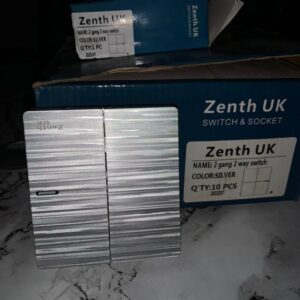 Zenith UK 2 Gang 2 Way Switch Silver