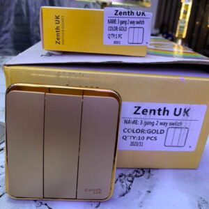 Zenith UK 3 Gang 2 Way Switch GOLD