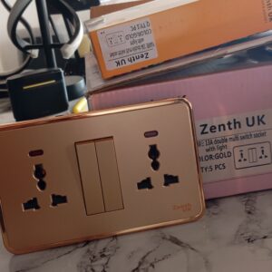Zenth UK 13A double multi switch socket with light Gold