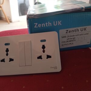 Zenth 13A double multi switch socket with blue light WHITE
